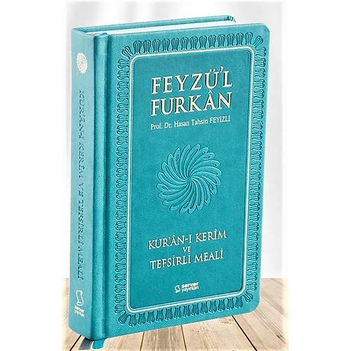 Turkuaz Feyzül Furkan Kuranı Kerim ve Tefsirli Meali Orta Boy Mushaf ve Meal Termo Ciltli