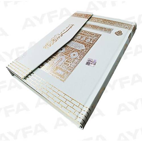 058 BEYAZ Kabe Desen Mühürlü Orta Boy Kuranı Kerim AYFA