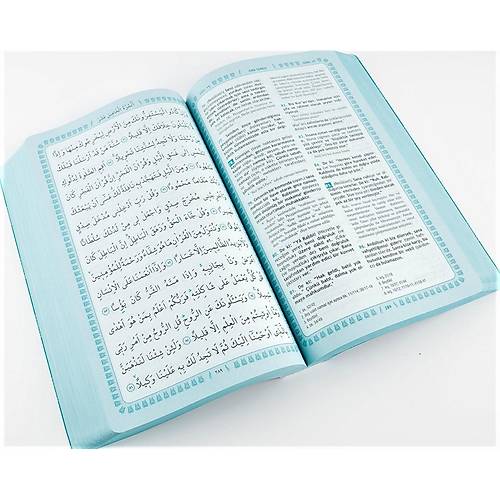 Turkuaz Feyzül Furkan Kuranı Kerim ve Tefsirli Meali Orta Boy Mushaf ve Meal Termo Ciltli