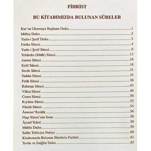 El Boy Kolay Okunan Sureler Yasin-i �erif, E018, T�rk�esiz, Arap�a Tavasl�