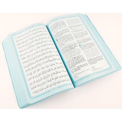 TURKUAZ Feyz�l Furkan Kuran� Kerim ve Tefsirli Meali B�y�k Boy Mushaf ve Meal Termo Deri C�LT�