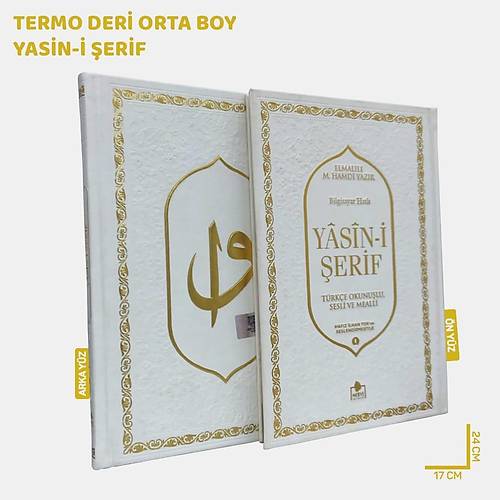 MERVE L�ks Termo Deri Beyaz Yasin-i �erif Orta Boy Fihristli Sesli T�rk�e Okunu�lu ve Mealli