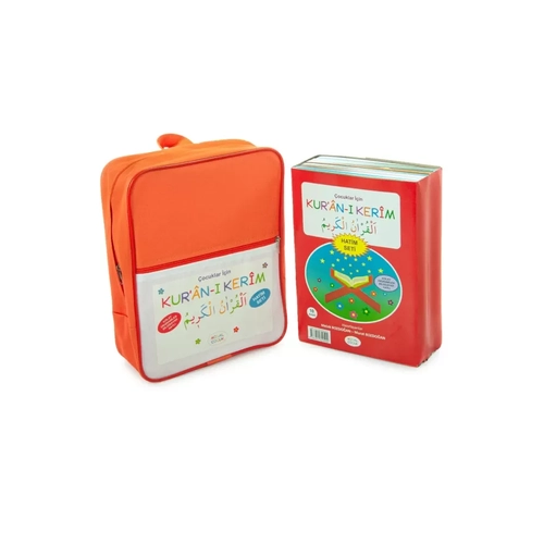 �ocuklar i�in Kuran� Kerim 1-30. C�zler Set Turuncu �antal� Misal �ocuk