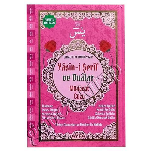AYFA PEMBE Orta Boy 177 Sert Kapak Mnacaat Cz Yasin ve Dualar