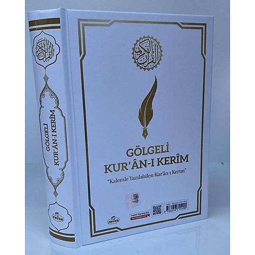 RAVZA Beyaz G�lgeli Orta Boy Kuran� Kerim JEL Kalem Hediyeli