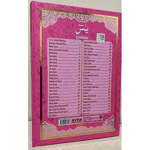 AYFA PEMBE Orta Boy 177 Sert Kapak Mnacaat Cz Yasin ve Dualar