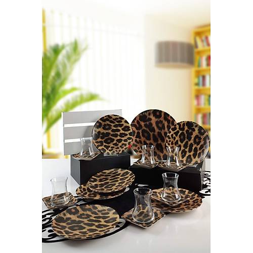 Leopar 19 Para Pasta Servis Sunum ay Seti Desenli