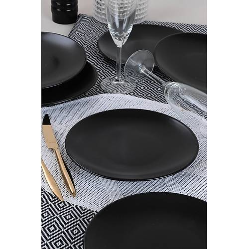 6'l 20cm Pasta Tabak Seti Siyah Mat