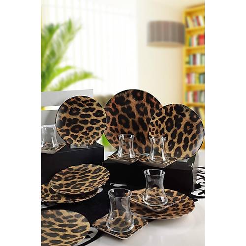 Leopar 19 Para Pasta Servis Sunum ay Seti Desenli