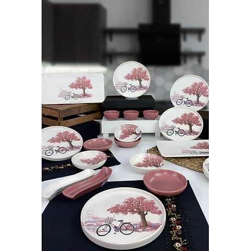 Keramika Bicycle 19 Para 6 Kiilik Stackable Kahvalt Takm