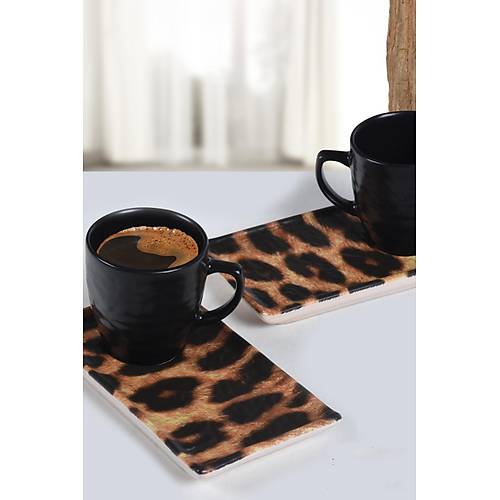 Leopar Kahve Sunum Seti 2 Kiilik