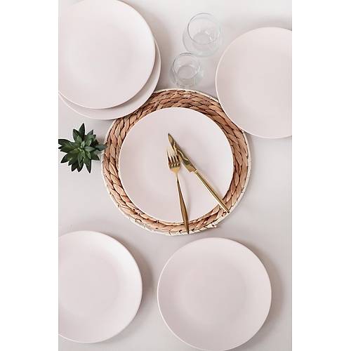 6'l 26cm Servis Tabak Seti Mat Krk Beyaz