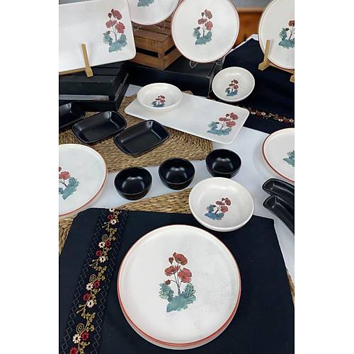 Keramika Poppy Flower Stackable Kahvalt Takm 19 Para 6 Kiilik