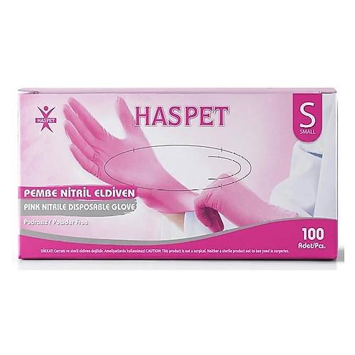 Pudrasz Pembe Nitril Eldiven Small HasPet 100l