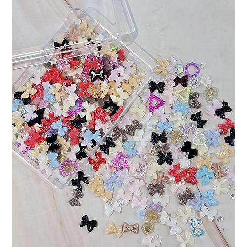 Trnak Ssleme Charm Nail Art Charm Talar Fiyonk Dizayn Mix 3D Trnak Ssleri 041