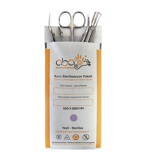 ABA Alet Sterilizasyon Zarf ndikatrl Sterilizasyon Kraft Paket 100x220mm (200 Adet)
