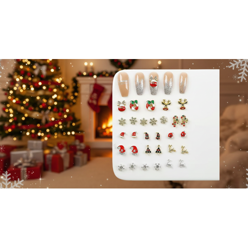 Yeni Y�l Tema Metal T�rnak S�sleme Charm Nail Art Charm Ta�lar� WN-509