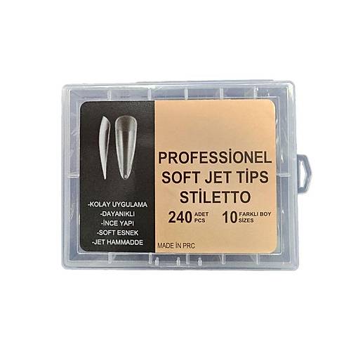 Yeni Nesil Protez Trnak Jel Tips Soft Gel Tips Stiletto 240 adet