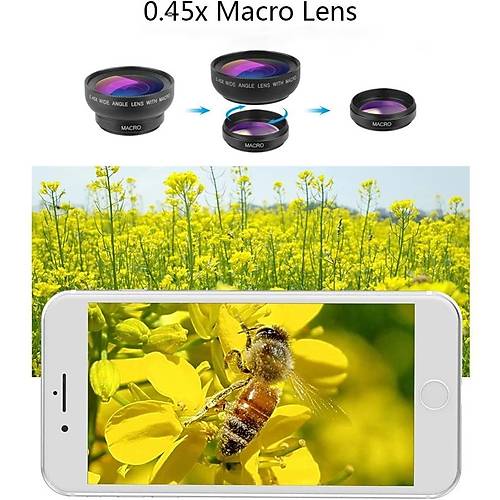 Apexel Profesyonel Telefon Makro Lens Kiti 0.45x Geni A - 12.5x Macro Lens