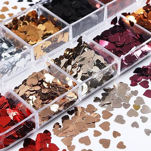 Metalik Renkli Kalpler Trnak Ssleme Folyo Pullar Mix Nail Art