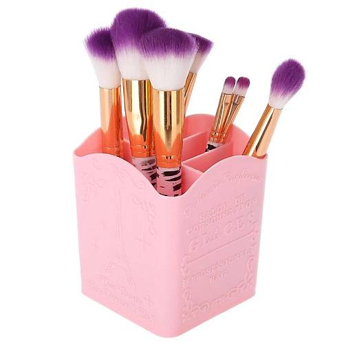 Dekoratif Makyaj Manik�r Aletleri Organizer 4 G�zl� Kalemlik Pembe