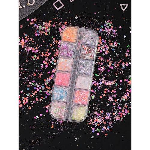 Karanlkta Parlayan Floresan Trnak Ssleme Folyo Pullar Kelebekler Yldzlar Nail Art