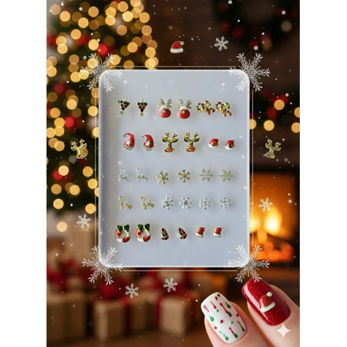 Yeni Y�l Tema Metal T�rnak S�sleme Charm Nail Art Charm Ta�lar� WN-509