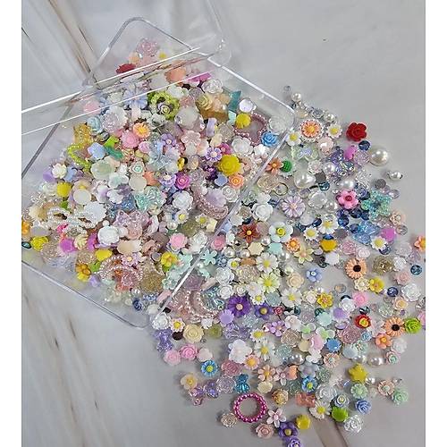 Trnak Ssleme Charm Nail Art Charm Talar iek Dizayn Mix 3D Trnak Ssleri 040