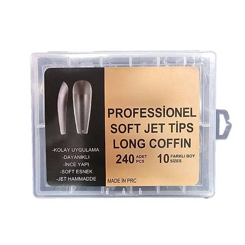 Yeni Nesil Protez Trnak Jel Tips Soft Gel Tips Long Coffin 240 adet