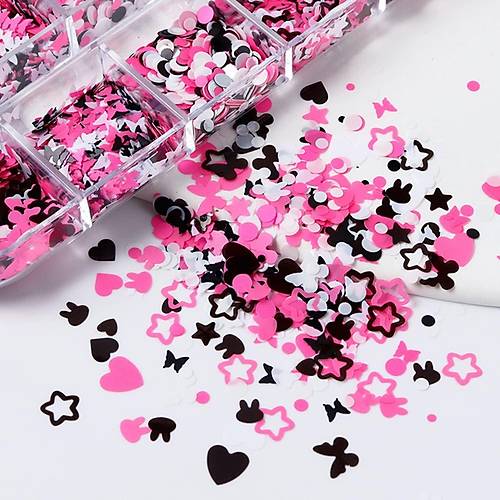 Pembe Beyaz Trnak Ssleme Folyo Pullar Kark Dizayn Kelebek Kalp Tavan Nail Art