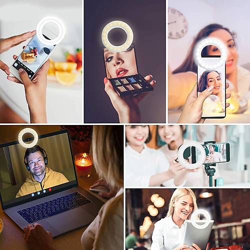 Apexel Halka Led Selfie I���� 3 Renk Modlu �arjl� - Telefon Tablet Notebook Uyumlu Makyaj �ekim D�� �ekim Lambas�  