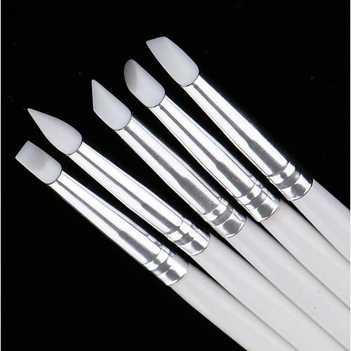 5li Silikon Nail Art Dot Kalem Seti Heykel Kalem Seti Beyaz