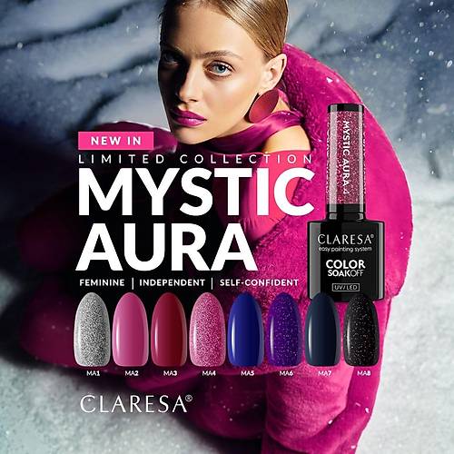 Claresa Kalc Oje Mystic Aura 04 Simli Koyu Pembe 5gr