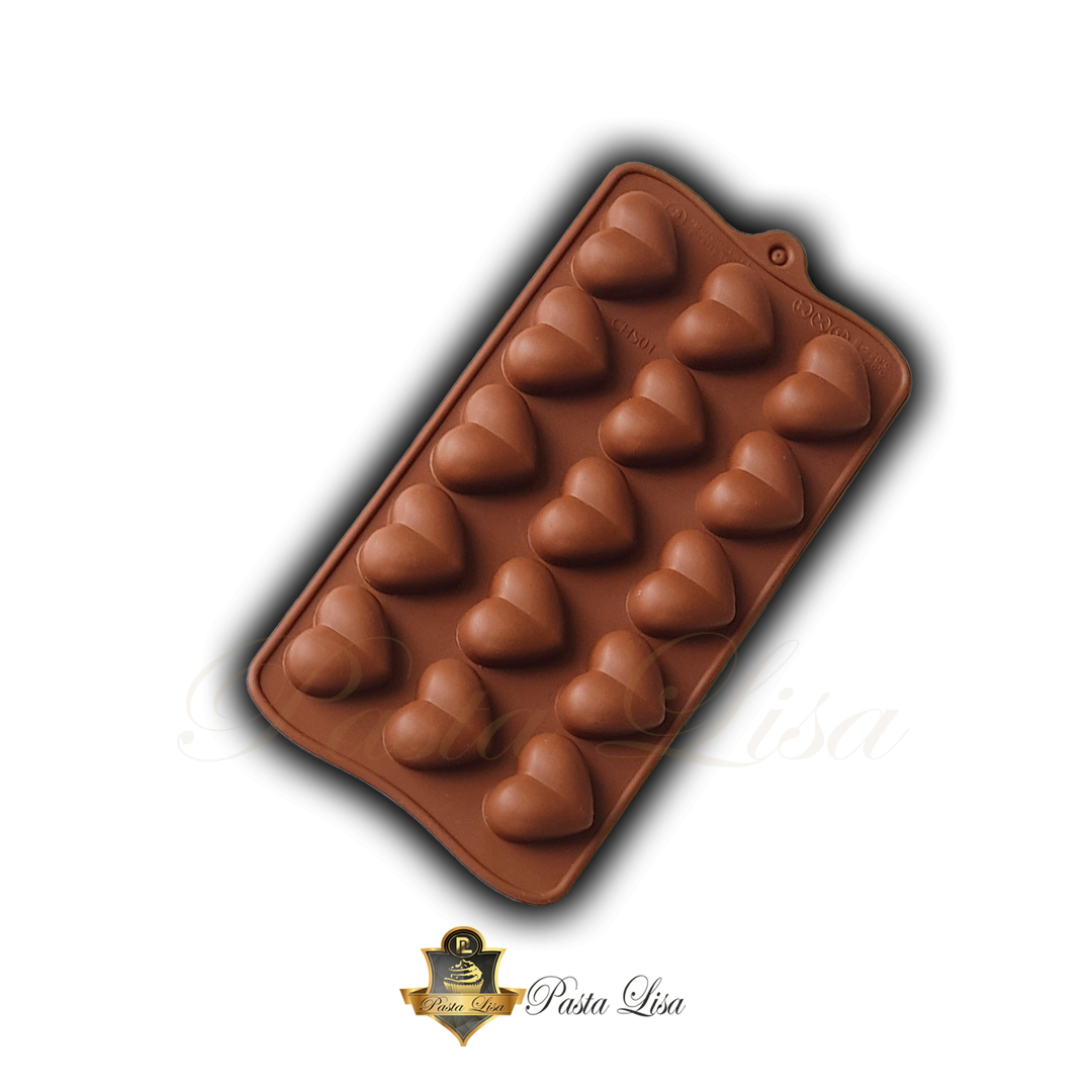 15 Gözlü Kalp Silikon Çikolata Kalıbı (3x2,3 cm)