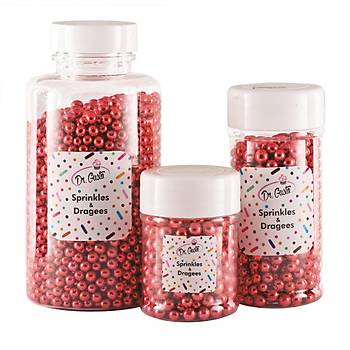 Dr.Gusto 8mm Boncuk eker (Sprinkles) & Draje 90gr - Krmz