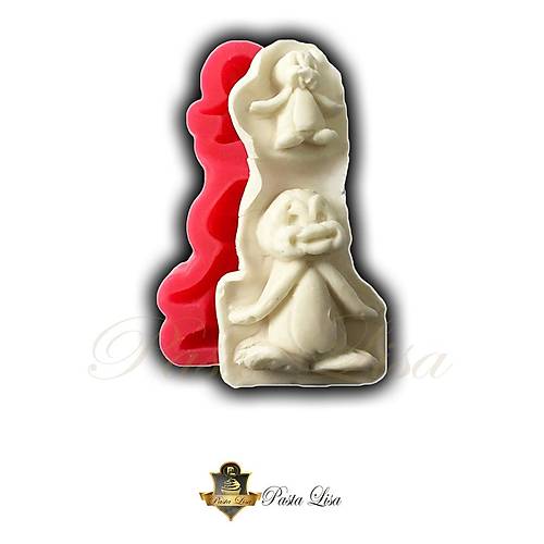 Silikon Kalp - Anne ve Bebek Penguen