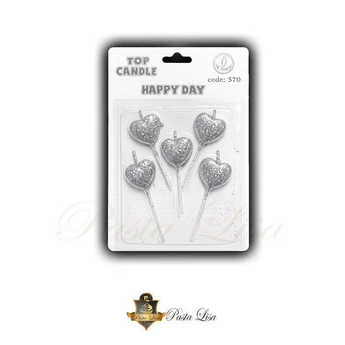 Kalp �ekilli �ubuk Pasta Mumu 5�li Set � Gold / Silver / Bordo / K�rm�z�