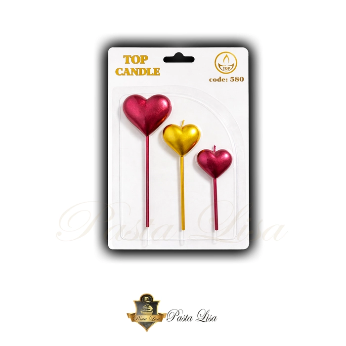 Kalp �ekilli �ubuk Pasta Mumu 3�l� Set