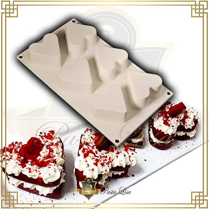 B�y�k 6'l� Kalp Silikon Kek Pasta Kal�b�