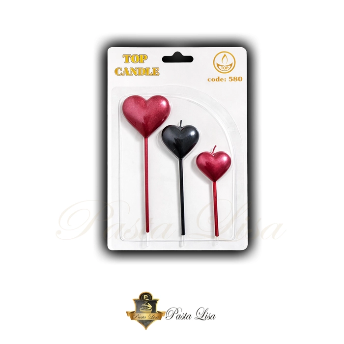Kalp �ekilli �ubuk Pasta Mumu 3�l� Set