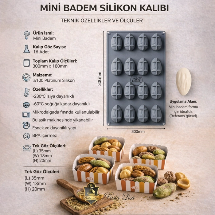 Premium Mini Badem Silikon Kal�b� (16 G�zl�)