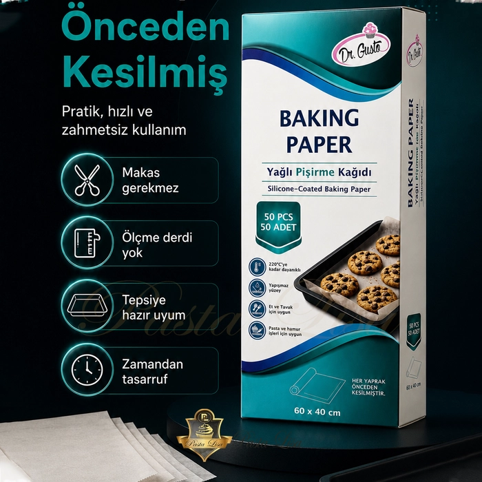 Dr.Gusto 60x40 cm 50�li Haz�r Kesilmi� Ya�l� Pi�irme Ka��d�