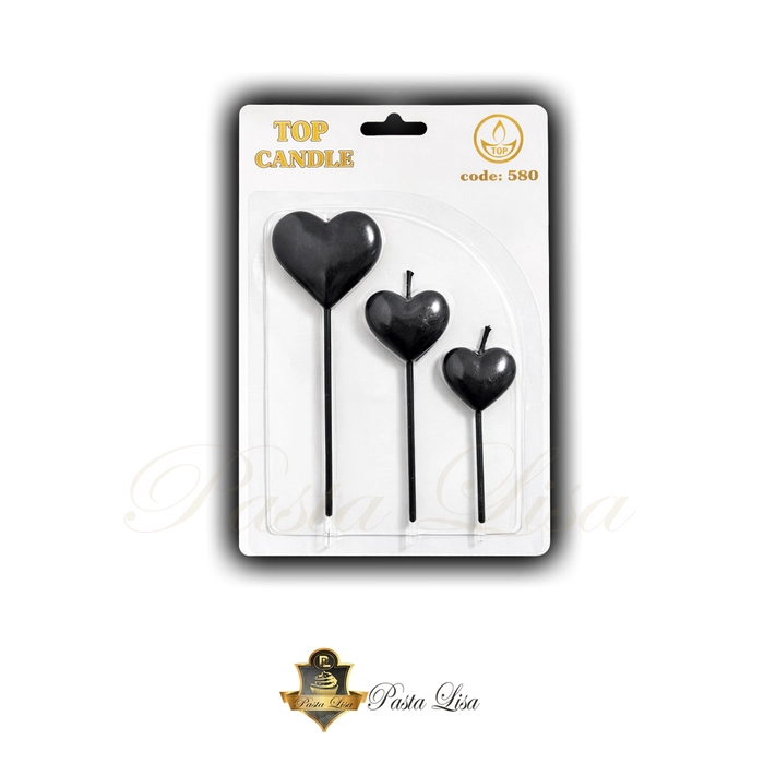 Kalp �ekilli �ubuk Pasta Mumu 3�l� Set
