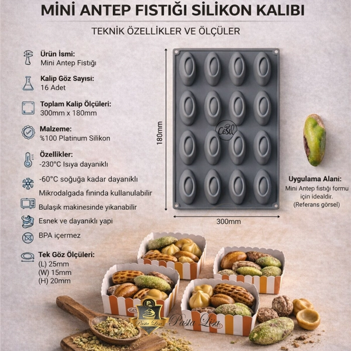 Premium Mini Antep F�st��� Silikon Kal�b� (16 G�zl�)