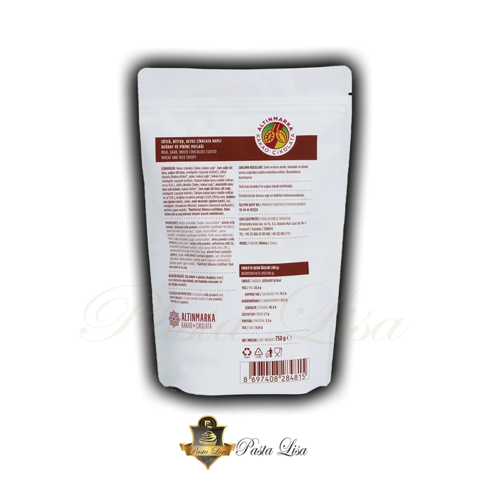Alt�nmarka S�tl�, Bitter, Beyaz �ikolata Kapl� Krispi 750 gr