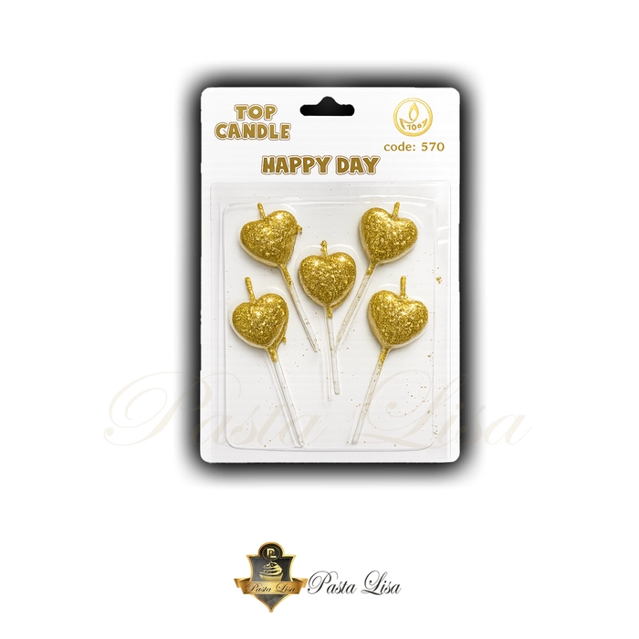 Kalp �ekilli �ubuk Pasta Mumu 5�li Set � Gold / Silver / Bordo / K�rm�z�