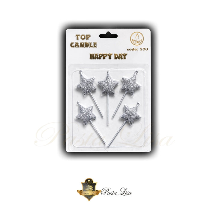 Y�ld�z �ekilli Pasta Mumu 5�li Set � Gold & Silver Simli