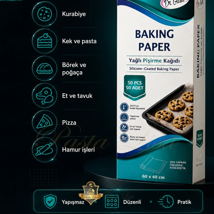 Dr.Gusto 60x40 cm 50�li Haz�r Kesilmi� Ya�l� Pi�irme Ka��d�