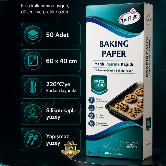 Dr.Gusto 60x40 cm 50�li Haz�r Kesilmi� Ya�l� Pi�irme Ka��d�