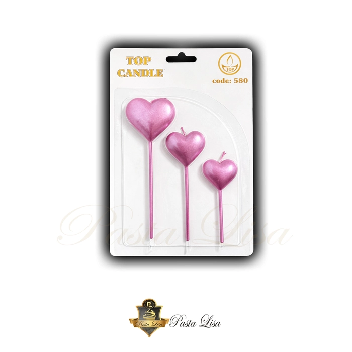 Kalp �ekilli �ubuk Pasta Mumu 3�l� Set